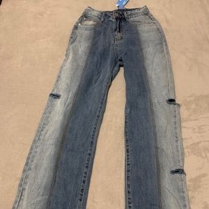 Contrast Wash Denim Jeans